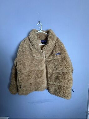 Patagonia Tan Sherpa Fleece with Multicolor Logo